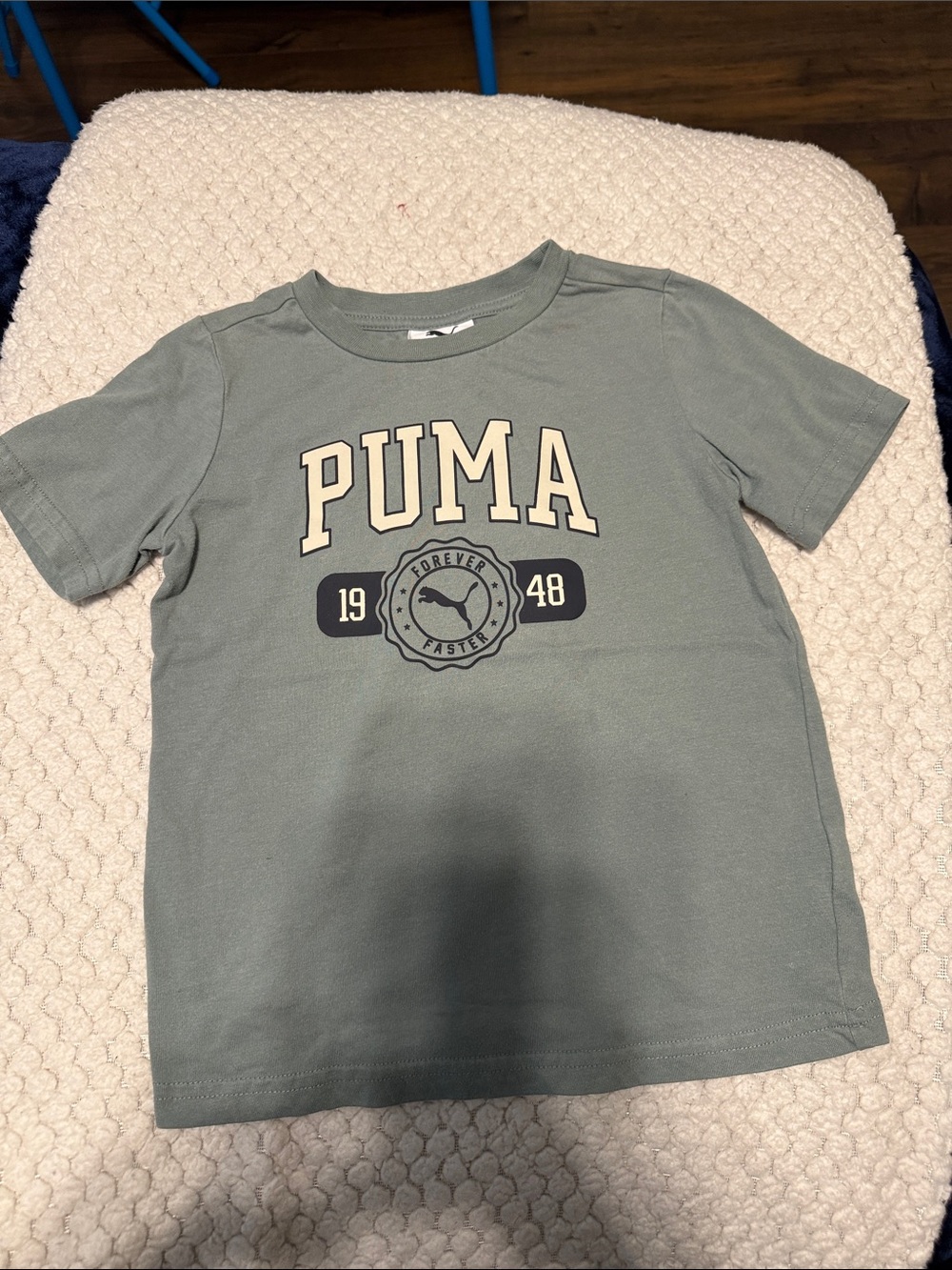 PUMA Sage Green Logo Short Sleeve Tee